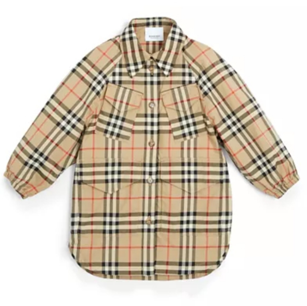 Burberry Girls' Teigen Vintage Check Shirt Tunic Button Down Dress Big Kid 14y